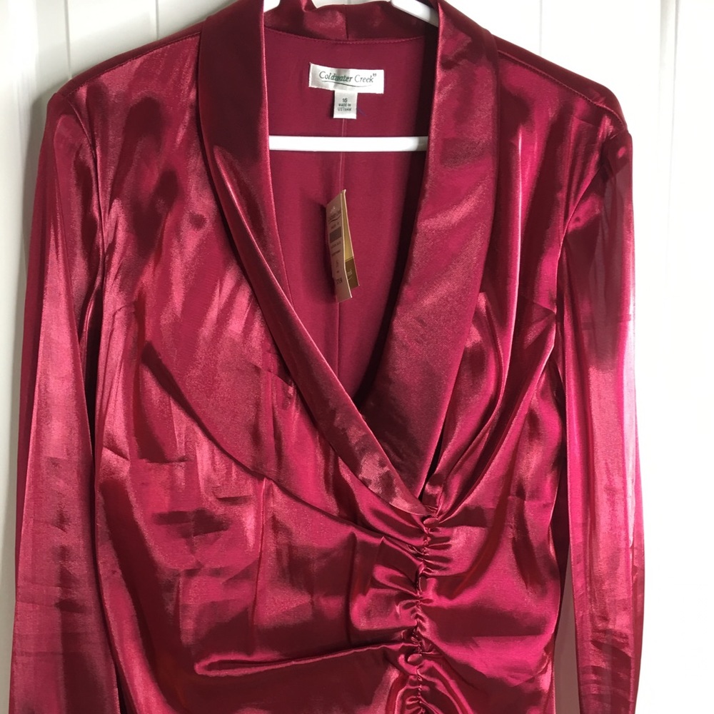 Coldwater Creek Red Satin Blouse